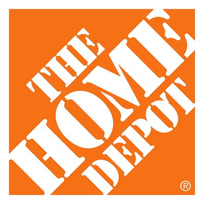 Home Depot logo on an orange background.