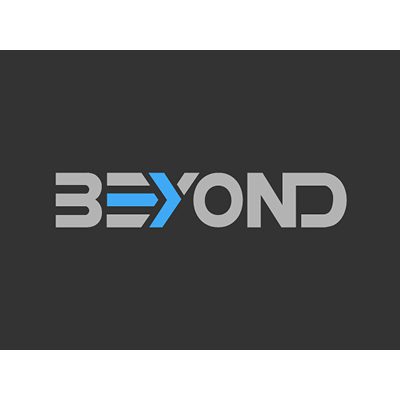 BEYOND logo with blue arrow design.