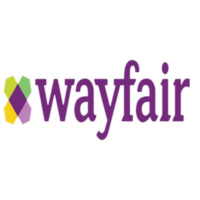 Wayfair logo with colorful geometric design.